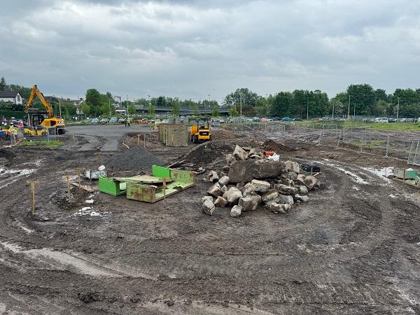 View across the site looking north east towards Bishopton train station.