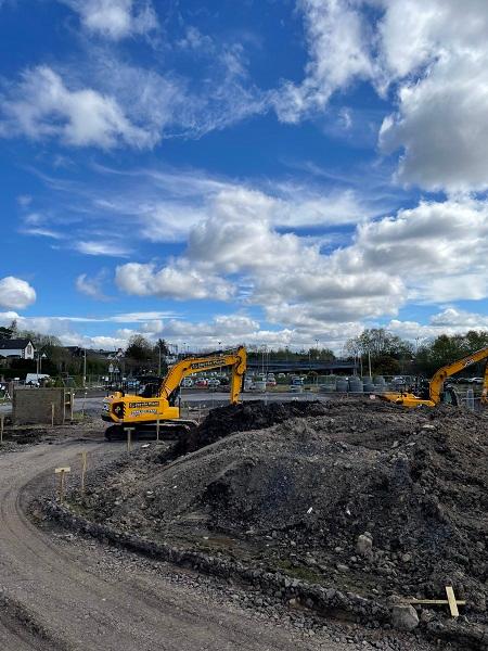 view across the site looking north east towards Bishopton train station. 